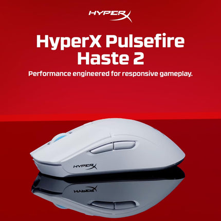 HyperX Pulsefire Haste 2 Dual Wireless RGB Gaming Mouse, Up to 26K DPI, HyperX 26K Sensor, 61g Ultra Lightweight, 100 Hr Battery Life, 1K Hz Polling Rate, 24 Months Warranty - White - openbox