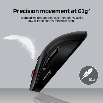 HyperX Pulsefire Haste 2 Dual Wireless RGB Gaming Mouse, Up to 26K DPI, HyperX 26K Sensor, 61g Ultra Lightweight, 100 Hr Battery Life, 1K Hz Polling Rate, 24 Months Warranty - Black - openbox