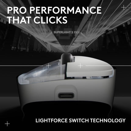 Logitech G PRO X Superlight 2 DEX Lightspeed Wireless Gaming Mouse, 60g Pro-Grade Lightweight Mouse with 5 Programmable Buttons, 44k DPI Sensor, USB-C Charging, for PC/Mac - White - New Sealed Pack