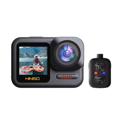 HINISO 5K Action Camera Body Waterproof 65ft Ultra HD | Wireless Mic | Dual Screen | WiFi | Image Stabilization | Remote Control | Touchscreen | Underwater Camera with 3 Batteries (T25 Waterproof) - OPENBOX