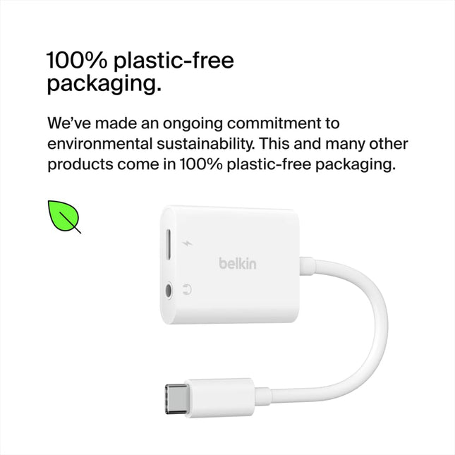 Belkin 3.5mm Audio + USB-C Charge Rockstar Adapter Compatible with up to 60W PD- White - Openbox