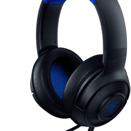 Razer Kraken X for Console - Wired Gaming Headset for Console (Flexible Cardioid Microphone, 40 mm Speakers, 0.3 cm Cable, 250 g Ultralight Design) Black-Blue- OPENBOX