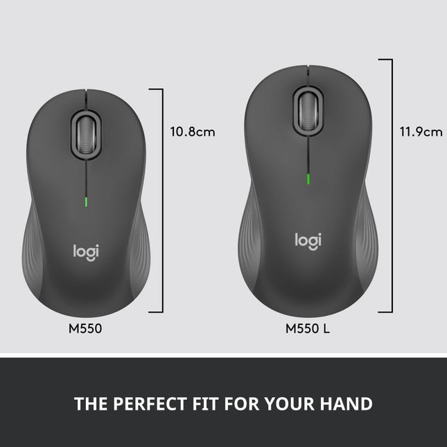 Logitech Signature M550L Wireless Mouse with Standard Size Design, Silent Click, Bluetooth or USB Logi Bolt Connection, Compatible with Windows, MacOS, Linux, ChromeOS, iPadOS and Android- Graphite - OpenBox