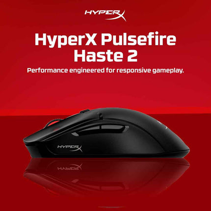 HyperX Pulsefire Haste 2 Dual Wireless RGB Gaming Mouse, Up to 26K DPI, HyperX 26K Sensor, 61g Ultra Lightweight, 100 Hr Battery Life, 1K Hz Polling Rate, 24 Months Warranty - Black - openbox