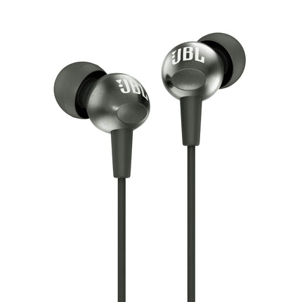 JBL C200SI, Premium in Ear Wired Earphones with Mic, Signature Sound, One Button Multi-Function Remote, Premium Metallic Finish, Angled Earbuds for Comfort fit (Assorted Color)- Openbox