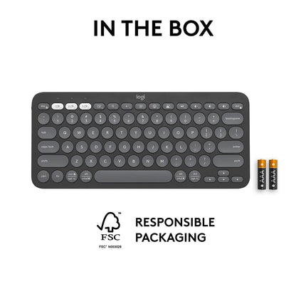 Logitech Pebble Keys 2 K380s, Multi-Device Bluetooth Wireless Keyboard with Customisable Shortcuts, Slim and Portable, Easy-Switch for Windows, macOS, iPadOS, Android, Chrome OS - Openbox