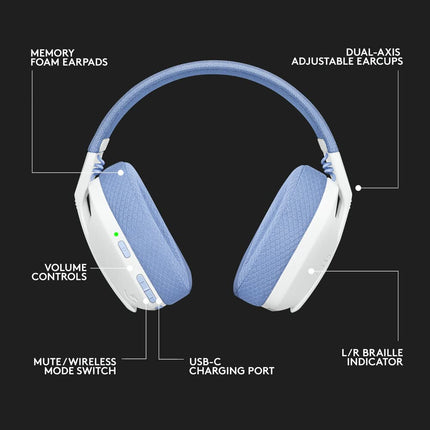 Logitech G435 Lightspeed and Bluetooth Wireless Over Ear Gaming Headphones - Lightweight with Dual mics, 18h Battery, Compatible with Dolby Atmos, PC, PS4, PS5, Mobile - OpenBox