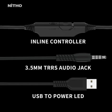NiTHO NX200 STEREO GAMING HEADSET BLUE, with Noise Canceling Cardioid Mic & RGB LED Light, Compatible with PC/PS4/PS5/Xbox One/XBOX series X S/Switch/Phones - Openbox