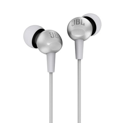 JBL C200SI, Premium in Ear Wired Earphones with Mic, Signature Sound, One Button Multi-Function Remote, Premium Metallic Finish, Angled Earbuds for Comfort fit (Assorted Color)- Openbox