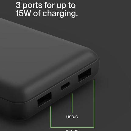 Belkin 20000 mAh Power Bank | USB Type-C Input PD Port | 15W - Openbox