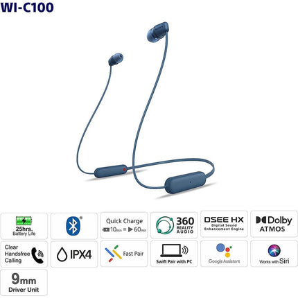 Sony WI-C100 Wireless Headphonesin Ear Bluetooth Headset with Mic - Openbox