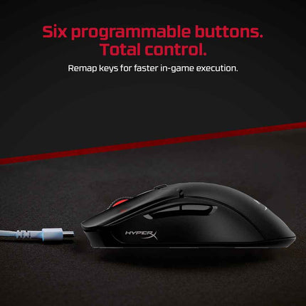 HyperX Pulsefire Haste 2 Dual Wireless RGB Gaming Mouse, Up to 26K DPI, HyperX 26K Sensor, 61g Ultra Lightweight, 100 Hr Battery Life, 1K Hz Polling Rate, 24 Months Warranty - Black - openbox
