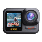 HINISO 5K Action Camera Body Waterproof 65ft Ultra HD | Wireless Mic | Dual Screen | WiFi | Image Stabilization | Remote Control | Touchscreen | Underwater Camera with 3 Batteries (T25 Waterproof) - OPENBOX