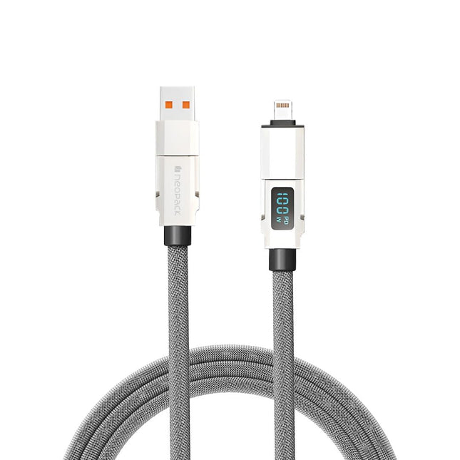Neopack Almighty 4in1 Nylon Braided Cable 100W with LED Display Compatible with USB-C Laptops, MacBooks, iPhones, iPads, Tablets, Smartphones, and More - NEW