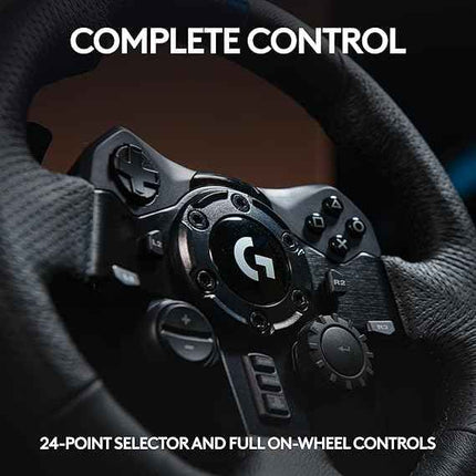 Logitech G923 Racing Wheel and Pedals, TRUEFORCE Feedback, Responsive Driving Design, Dual Clutch Launch Control, Genuine Leather Steering Wheel Cover, for PS5, PS4, PC, Mac - Black - NEW