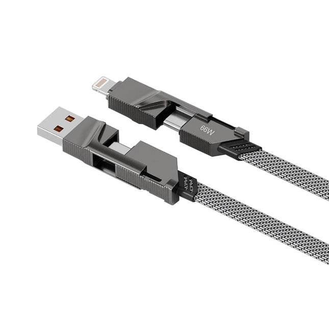 Neopack Almighty 4in1 Nylon Braided Cable 66W Compatible with Multiple Devices, iPhone 17/16/15/14/13/12 Series/iPad/Smartphones/Tablets/Macbooks/Laptops & More (Space Grey, 1M) - NEW