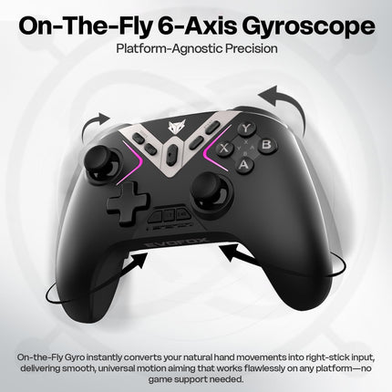 EvoFox One X Wireless Gaming Controller for PC, Switch, Android, iOS & macOS, Tri-Mode, Hall Effect Joysticks & Triggers, On-the-fly 6 Axis Gyro, 1000Hz Polling, Macro buttons, 800mAh Battery (Black)