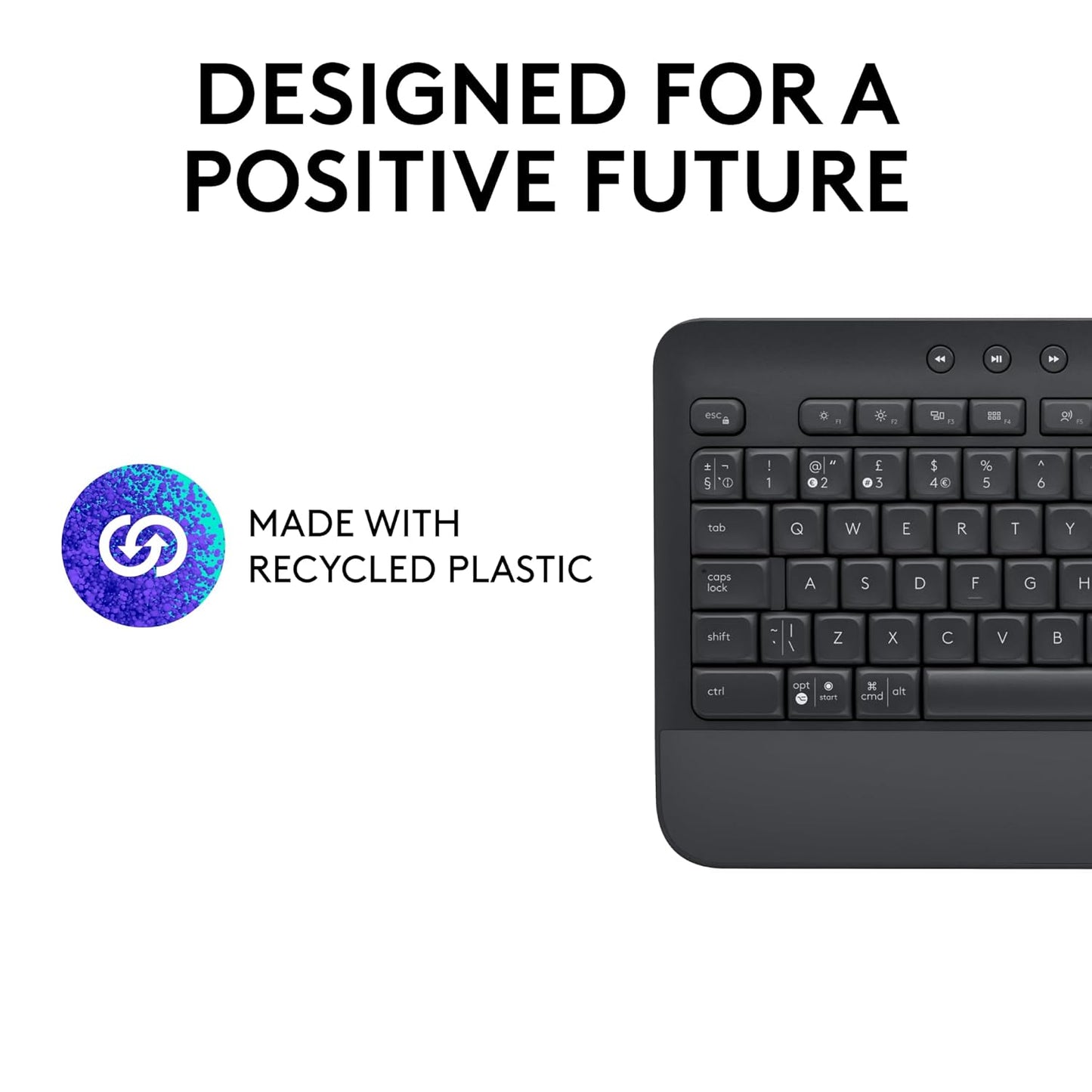 Logitech Signature K650 Wireless Keyboard with Wrist Rest, Full-Size, BLE Bluetooth or Logi Bolt USB Receiver, Comfort Deep-Cushioned Keys, Numpad, Compatible with Most OS/PC/Windows/Mac-Black
