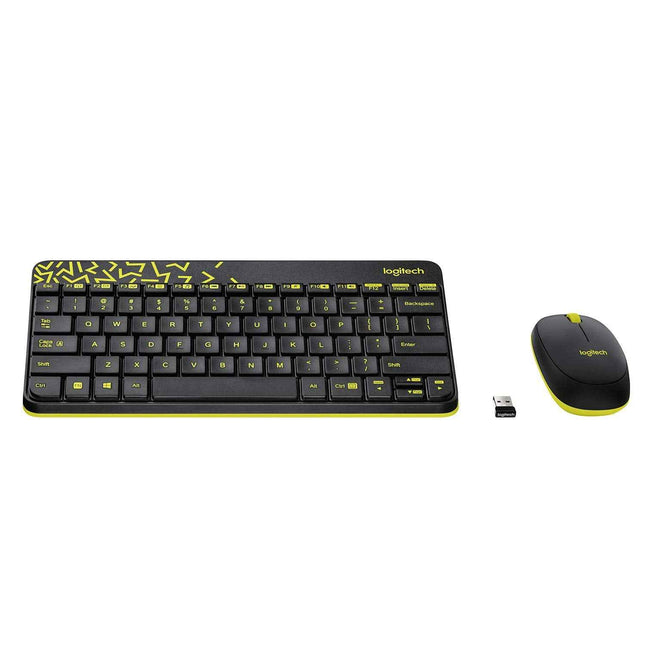 Logitech MK240 Nano Wireless USB Keyboard and Mouse Set, 12 Function Keys 2.4GHz Wireless, 1000DPI, Spill-Resistant Design, PC/Mac, Black - Sealed Pack