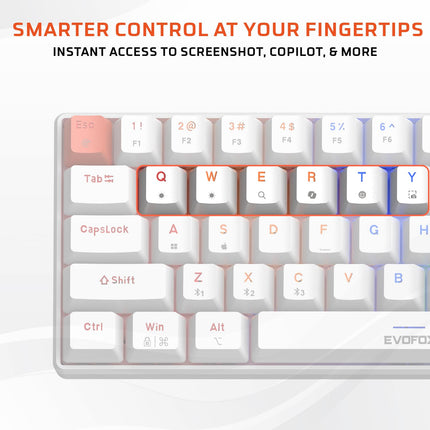 EvoFox Katana S Mini Mechanical Keyboards Wireless | Tri-Mode (3X BT, 2.4GHz & Wired) Connectivity | Hot-Swappable Red Switches | 68-Key Compact Layout | Rainbow Backlight - Openbox