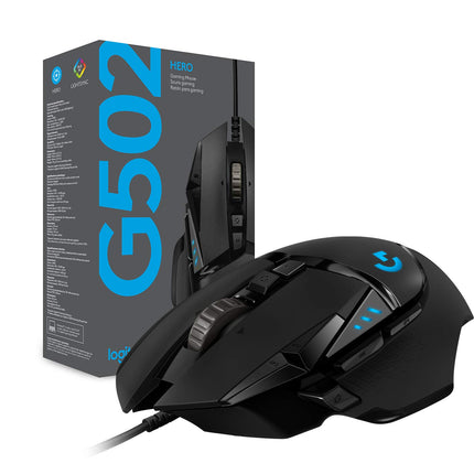 Logitech G502 Hero High Performance Wired USB Gaming Mouse, Hero 25K Sensor, 25,600 DPI, RGB, Adjustable Weights, 11 Programmable Buttons, On-Board Memory, PC/Mac - Black - Openbox