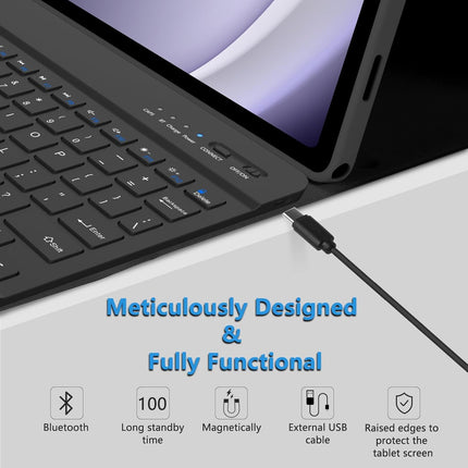 typecase Keyboard Case for Samsung Galaxy Tab A11+ / A11 Plus 2025 (11 Inch) & A9+/ A9 Plus 2023 (11 inch) with Multi Viewing Angle, Wireless Detachable Folio KB Cover with S Pen Holder-Black - Openbox