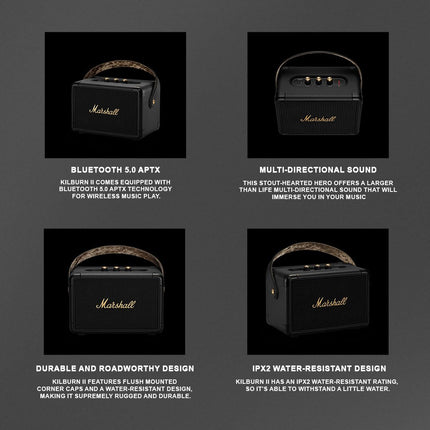 Marshall Kilburn II 36W Portable Bluetooth Speaker - Black & Brass - New Sealed