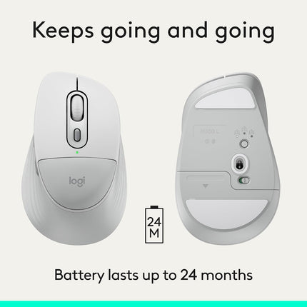 Logitech Signature Comfort Plus M850 L Wireless Mouse, Bluetooth Mouse with Palm Cushion, Silent Clicks, 24-Month Battery, Customizable Buttons, for Windows, Mac, iPad - Off White - OPENBOX