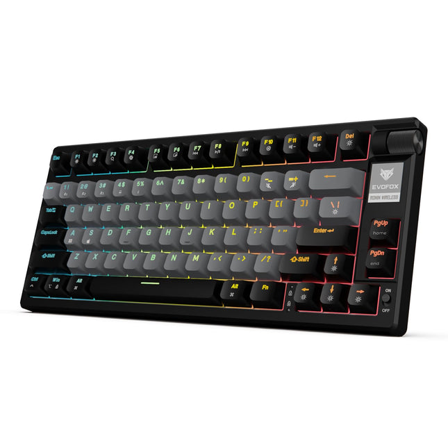 EvoFox Ronin Mechanical Keyboards Wireless (BT+2.4GHz+Wired) 75% Layout, 9 Layer Gasket Structure, 2 Layer Sound Dampening Red Switches, Per-Key RGB, 1000Hz, 4000mah Battery - OPENBOX