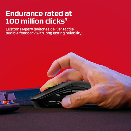 HyperX Pulsefire Haste 2 Dual Wireless RGB Gaming Mouse, Up to 26K DPI, HyperX 26K Sensor, 61g Ultra Lightweight, 100 Hr Battery Life, 1K Hz Polling Rate, 24 Months Warranty - Black - openbox