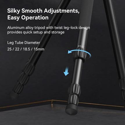 SmallRig CT195 Video Tripod Kit, 73" Camera Tripod with Pan Tilt Fluid Head for Vertical/Horizontal Shooting, Max Load 15kg / 33Ibs for Camcorder, Mirrorless, DSLR - 4307 - Openbox