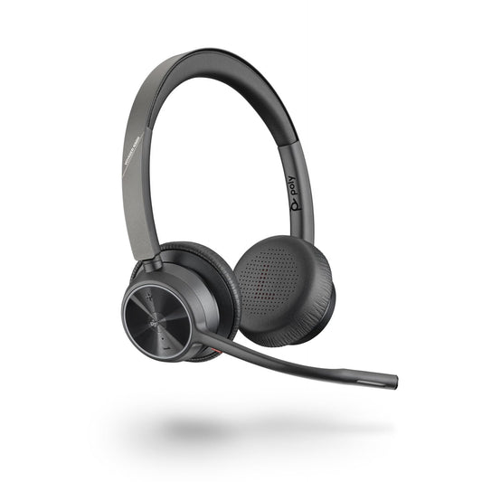 Poly by Plantronics Voyager 4320 UC Bluetooth Wireless Over Ear Headphones with mic, Connect to PC/Mac via USB-A Bluetooth Adapter, Cell Phone via Bluetooth (218475-02, Black)