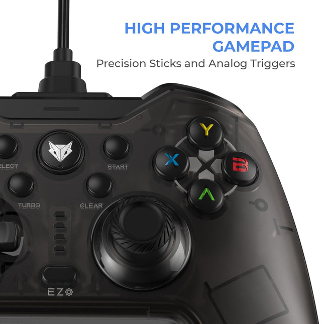 EvoFox Elite X Wired Gaming Controller for PC with 2 Programmable Macro Back Buttons, Adjustable Dual Vibration Motors,Turbo Mode for PC (Assorted Color) - Openbox