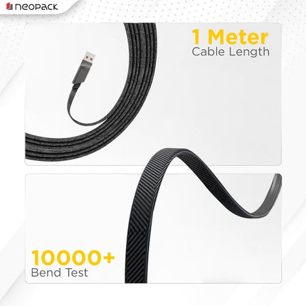 Neopack Almighty 4in1 Nylon Braided Cable 66W Compatible with Multiple Devices, iPhone 17/16/15/14/13/12 Series/iPad/Smartphones/Tablets/Macbooks/Laptops & More (Space Grey, 1M) - NEW
