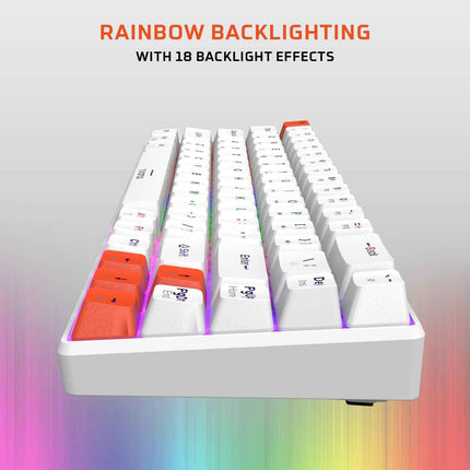 EvoFox Katana S Mini Mechanical Keyboards Wireless | Tri-Mode (3X BT, 2.4GHz & Wired) Connectivity | Hot-Swappable Red Switches | 68-Key Compact Layout | Rainbow Backlight - Openbox