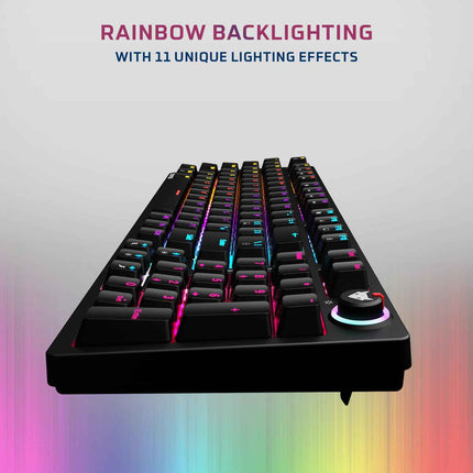 EvoFox Katana X2 FS Mechanical Gaming Keyboard | 3‑Pin Replaceable Clicky Blue Switches, Dynamic Backlighting, All Keys Anti‑Ghosting, Volume Knob, Copilot, Xbox Gamebar, Screenshot - OPENBOX (Assorted Colors)