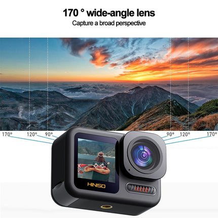 HINISO 5K Action Camera Body Waterproof 65ft Ultra HD | Wireless Mic | Dual Screen | WiFi | Image Stabilization | Remote Control | Touchscreen | Underwater Camera with 3 Batteries (T25 Waterproof) - OPENBOX