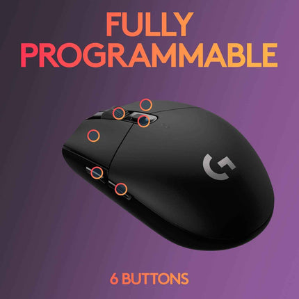 Logitech G304 Lightspeed Wireless Gaming Mouse, Hero Sensor, 12,000 DPI, Lightweight, 6 Programmable Buttons, 250h Battery Life, On-Board Memory, Compatible with PC/Mac - Openbox
