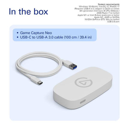 Elgato Game Capture Neo — 4K60 HDR Passthrough, 1080p60 Capture - Openbox