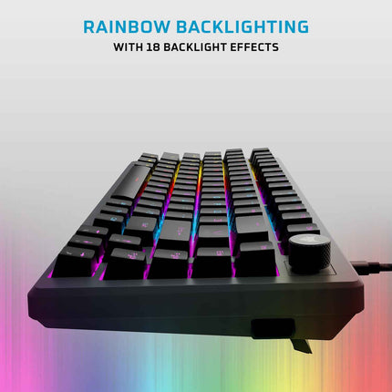EvoFox Katana X2 TKL Gaming Mechanical Keyboards Wireless –Tri-Mode (BT/2.4G/Wired), Silent Red Switches, 1000Hz Polling Rate, Vivid and Dynamic Backlighting, 4000mAh Battery,Volume Knob (Black) - OPENBOX