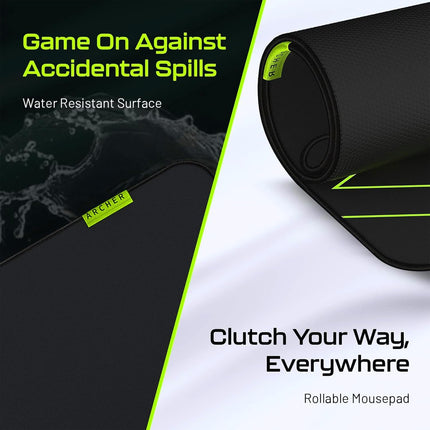 Archer Tech Lab Premium Gaming Mouse Pad Extended Desk Mat, Smooth Low-Friction Jacquard Surface Precise Tracking for Gamers Home Office, Anti-Fray Edges, Non-Slip Base (Quiver 300XL, 80x30CM Black) - OPENBOX