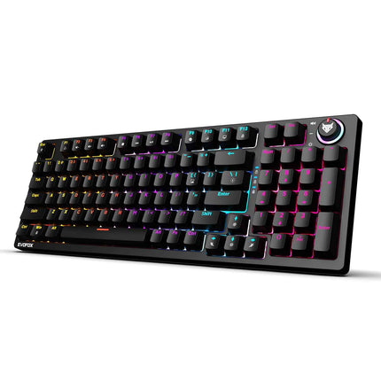 EvoFox Katana X2 FS Mechanical Gaming Keyboard | 3‑Pin Replaceable Clicky Blue Switches, Dynamic Backlighting, All Keys Anti‑Ghosting, Volume Knob, Copilot, Xbox Gamebar, Screenshot - OPENBOX (Assorted Colors)