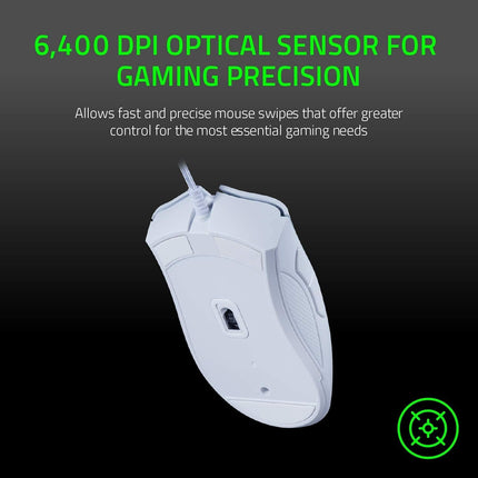 Razer DeathAdder Essential Wired Gaming Mouse I Single-Color Green Lighting I 6400DPI Optical Sensor - Openbox
