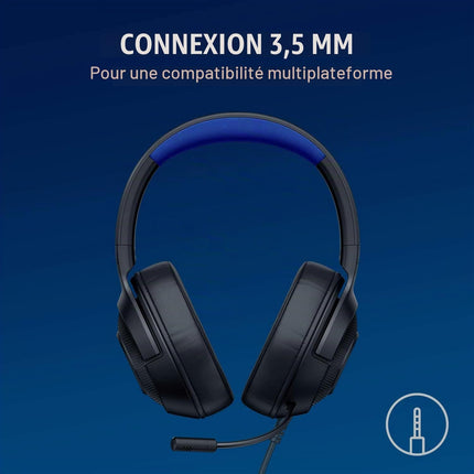 Razer Kraken X for Console - Wired Gaming Headset for Console (Flexible Cardioid Microphone, 40 mm Speakers, 0.3 cm Cable, 250 g Ultralight Design) Black-Blue- OPENBOX