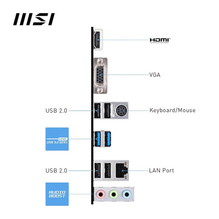 MSI PRO H610M-E Motherboard, Micro-ATX - Supports 14th/13th/12th Gen Intel Core Processors, LGA 1700 - DDR5 Memory Boost 5600MHz/MAX, PCIe 4.0 x16 Slot, M.2 Gen3 Slot - Openbox