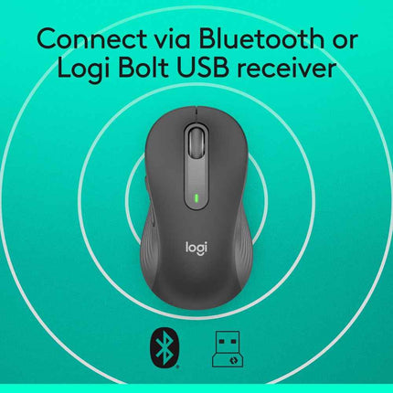 Logitech Signature M650 L Full Size Wireless Mouse - for Large Sized Hands, 2-Year Battery, Silent Clicks, Customisable Side Buttons, Bluetooth - Graphite - Openbox