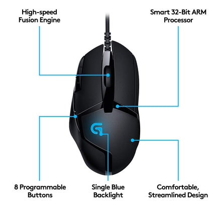 Logitech G402 Hyperion Fury USB Wired Gaming Mouse - Openbox