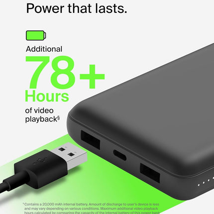 Belkin 20000 mAh Power Bank | USB Type-C Input PD Port | 15W - Openbox