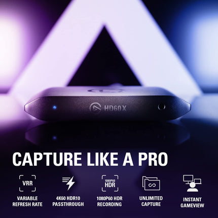 Elgato HD60 X - Stream and Record in 1080p60 HDR10 or 4K30 with Ultra-Low Latency on PS5, PS4/Pro, Xbox Series X/S, Xbox One X/S, in OBS and More, Works with PC and Mac - Openbox