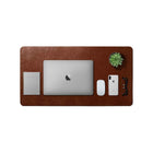 DailyObjects Large Premium Vegan Leather Desk Mat|Anti-Skid|Anti-Slip|85*45cm|Reversible Desk spread Turf Desk/Laptop Mat for Work from Home/Office/Gaming- Extended mouse pad and keyboard desk pad-Tan - Openbox